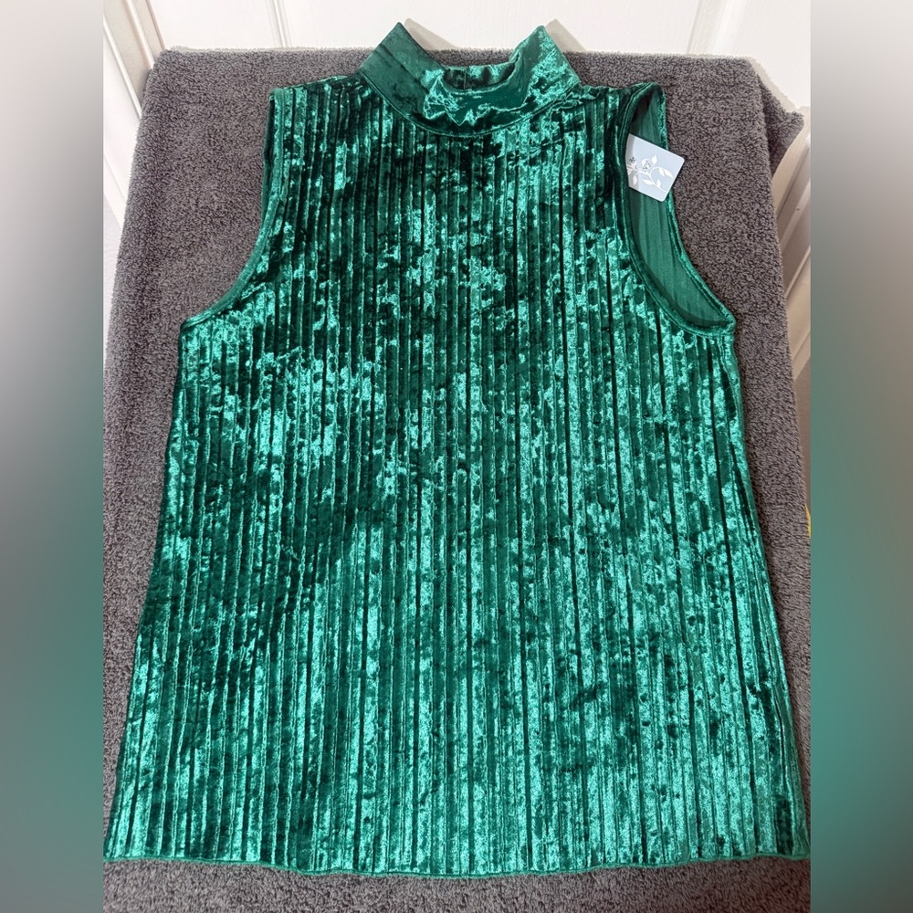 Floral & Ivy‎ Green Velvet Sleeveless Top- NWT